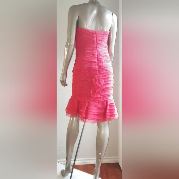 $4,900 OSCAR DE LA RENTA ADORABLE CORAL PINK SILK RUFFLE RUNWAY DRESS US 6 - Picture 6 of 12